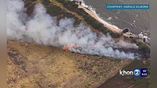 KFD works to put out brush fire near historic site in Waimea