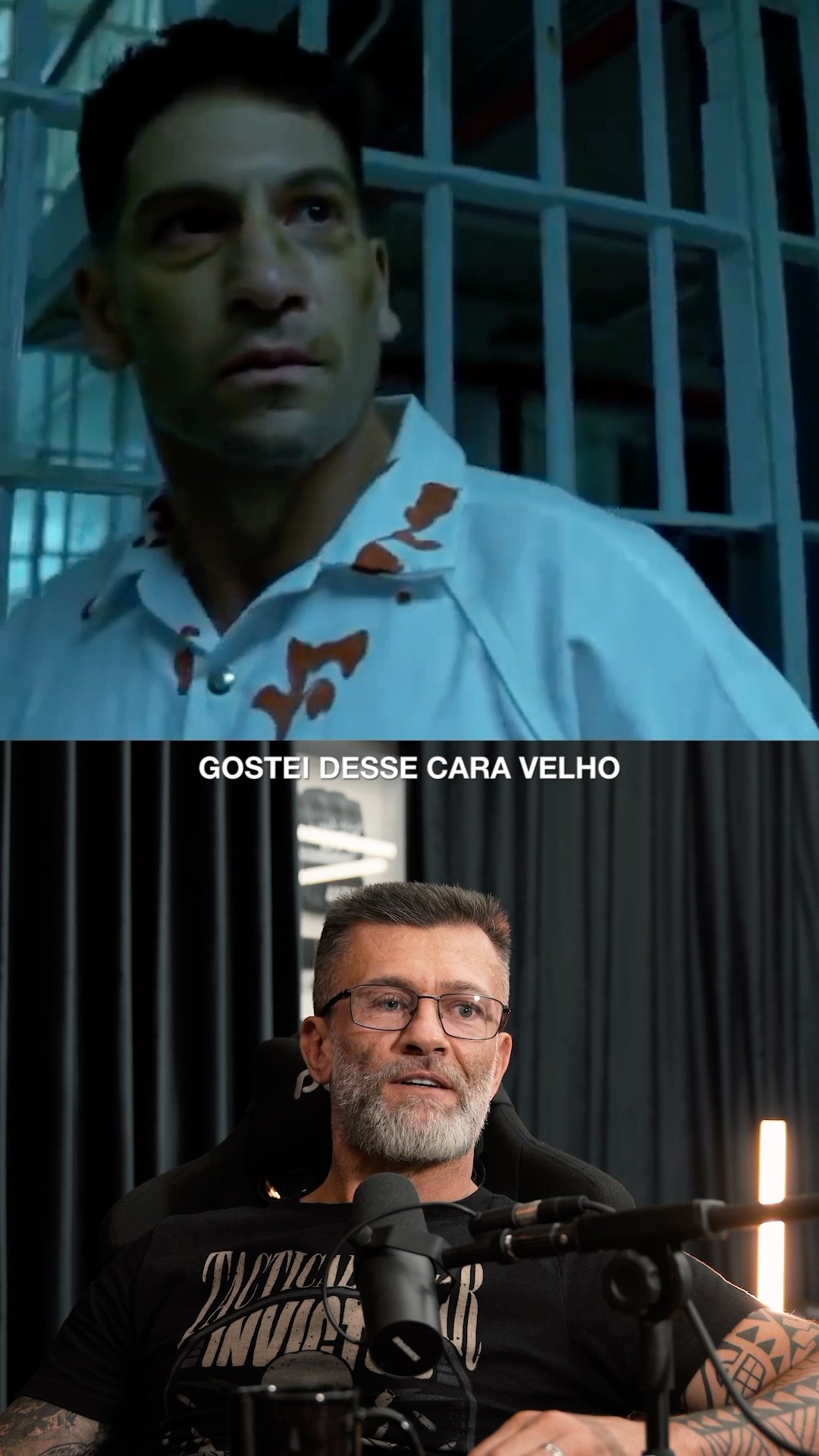 Reagindo a cena da prisão da série “O Justiceiro”.  Você já assistiu essa série? Comenta aí ??