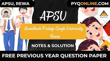 APSU - Awadhesh Pratap Singh University (English) PREVIOUS YEAR QUESTION PAPER, NOTES & SOLUTION