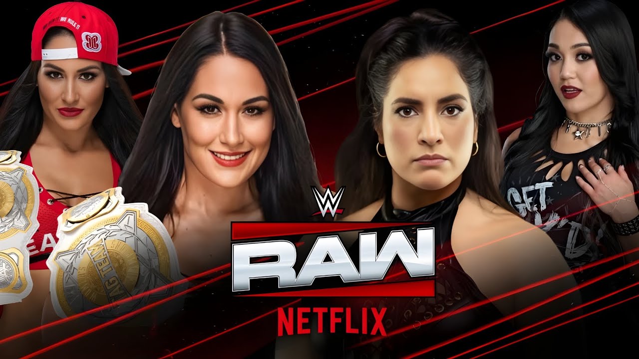RAW || Brie Bella W/ Nikki Bella VS Raquel Rodriguez W/ Roxanne Perez || Nikki Attack Roxanne ||