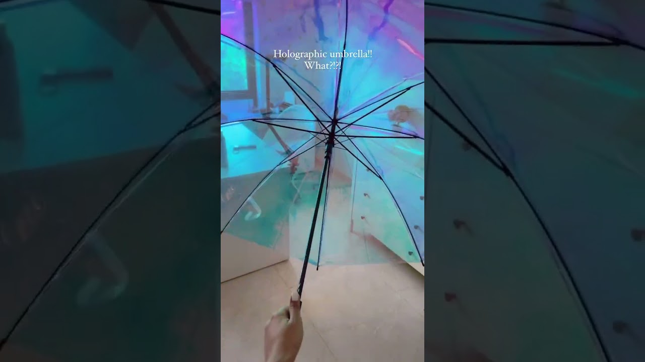 Holographic Transparent Colorful Automatic Umbrella With Long Handle 
