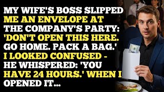 MY WIFE'S BOSS SLIPPED ME AN ENVELOPE AT THE COMPANY'S PARTY: 'DON'T OPEN THIS HERE. GO HOME. PAC...