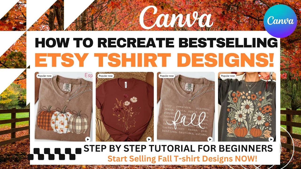 How to Design T-Shirts in Canva | Fall Shirt Ideas to Sell on Etsy | Canva Tutorial for Beginners
