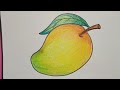 How to draw mango / Mango Drawing and coloring using Crayons / Easy  Drawing and coloring mango