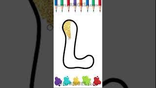 Draw Alphabet L | Kids Coloring | Glitter | Alphabet Letter L | #shorts #short #youtubeshorts