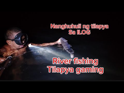 river fishing using speargun night fishing