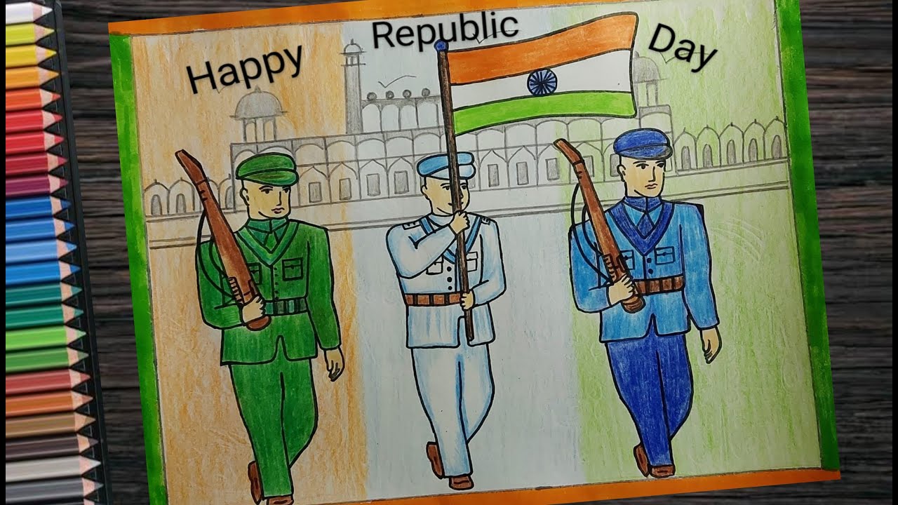 Republic Day Soldiers Parade easy drawing l How to draw Republic ...
