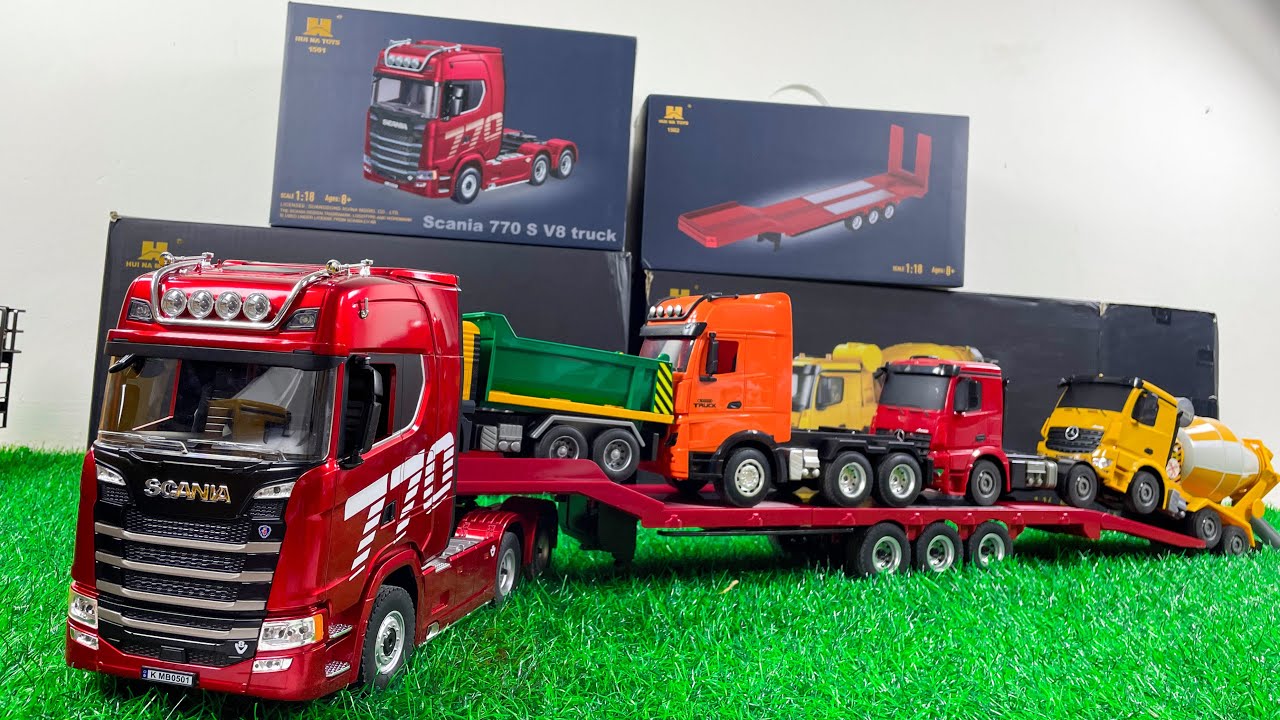 Aksi Mobil Rc Truck Trailer, Unboxing RC Truck Traler Flat Scania SECALE 1:16 Remote Control