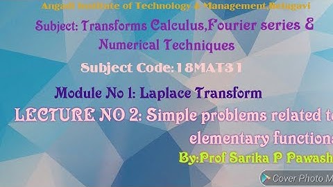18MAT31:Transform Calculus,Fourier series & Numerical Methods