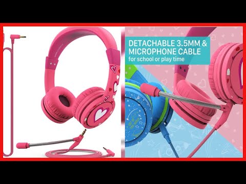 FosPower Kids Headphones with Microphone & 3.5mm Detachable Cables (Max 85dB) Adjustable On Ear