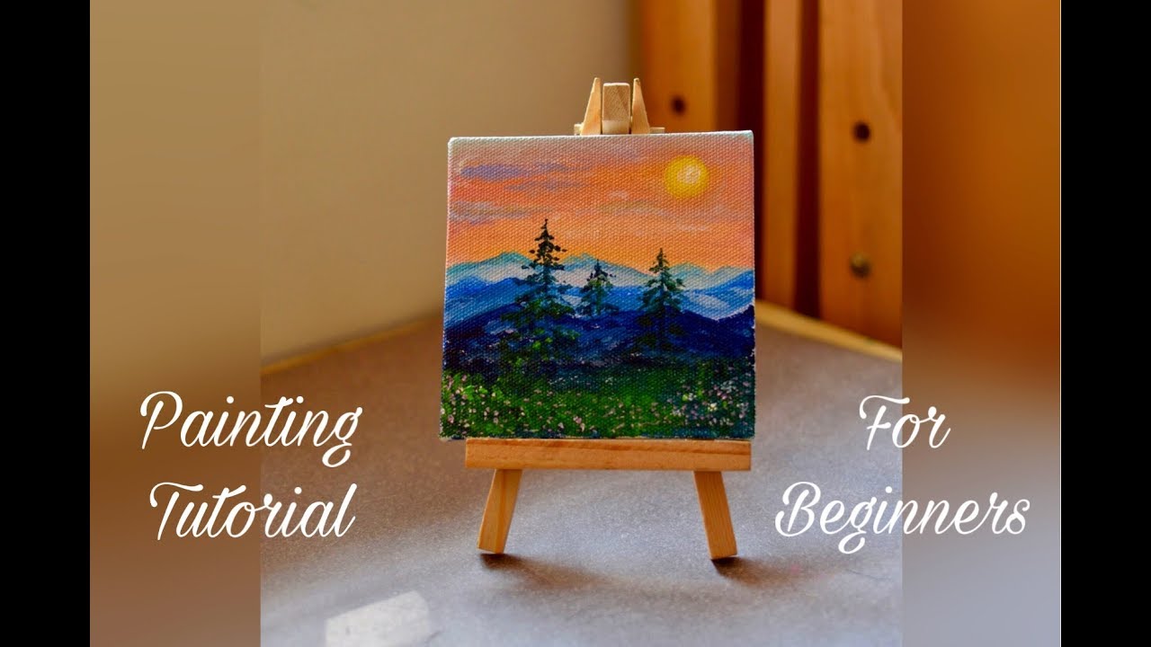 ACRYLIC PAINTING TUTORIAL ~ EASY STEP BY STEP LANDSCAPE ON MINI CANVAS 
