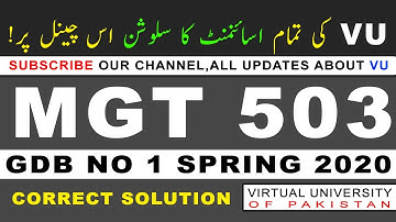 MGT503 GDB 1 Solution Spring 2020 | Virtual University |