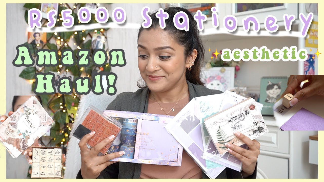 i spent Rs 5000 on ✨aesthetic✨stationery on Amazon | Art Journaling supplies Haul | Meghna Verghese