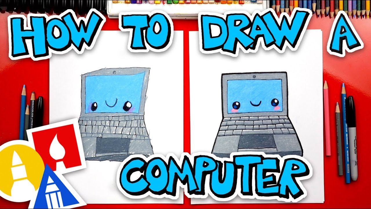 How To Draw A Funny Laptop Computer + Spotlight