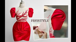 FiFi Style : Sewing and pattern -Kỹ thuật Origami, rập tay áo và chân váy hoa hồng, #27