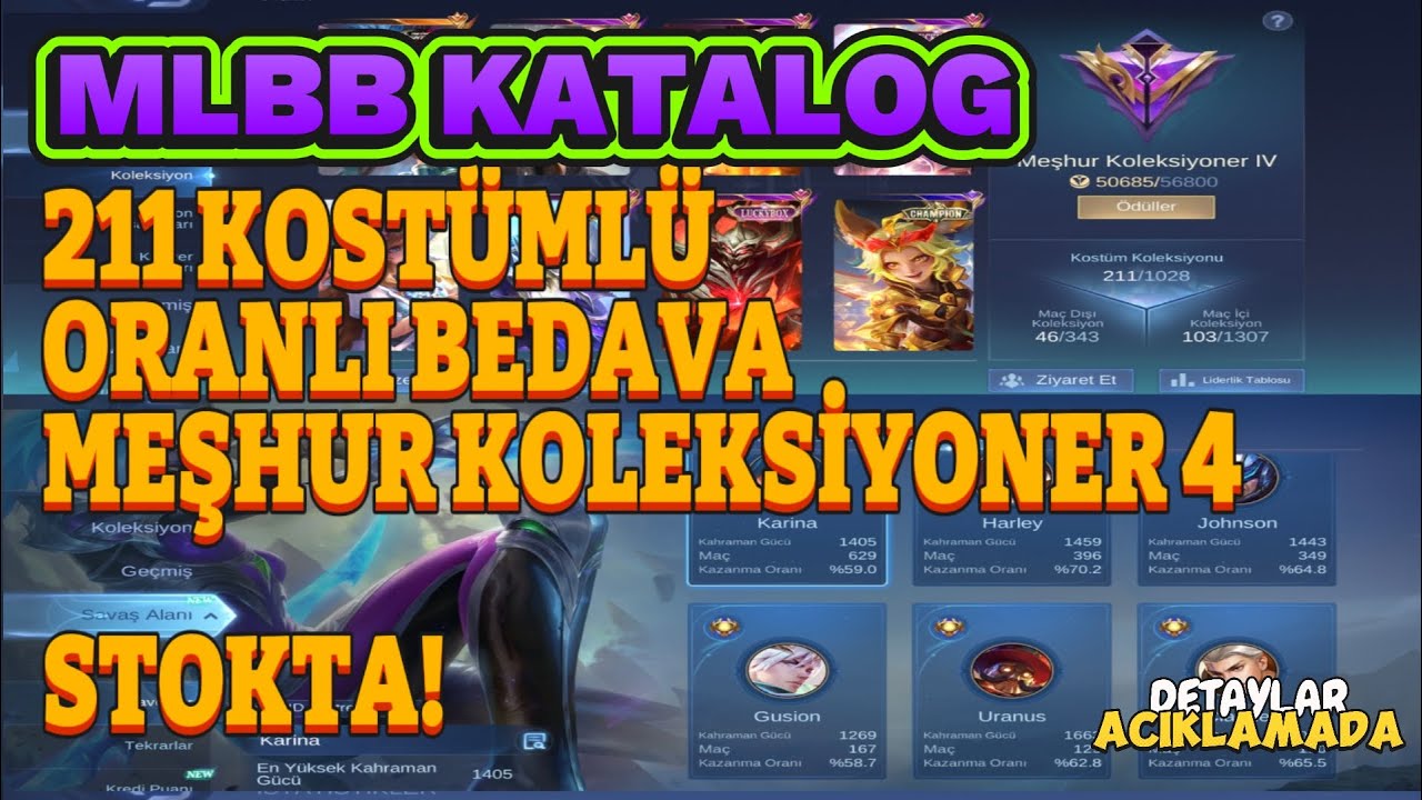 MLBB l BEDAVADAN BİRAZ PAHALI 211 KOSTÜMLÜ ORANLI 50K MEŞHUR KOLEKSİYONER IV SUI MAIN HESAP