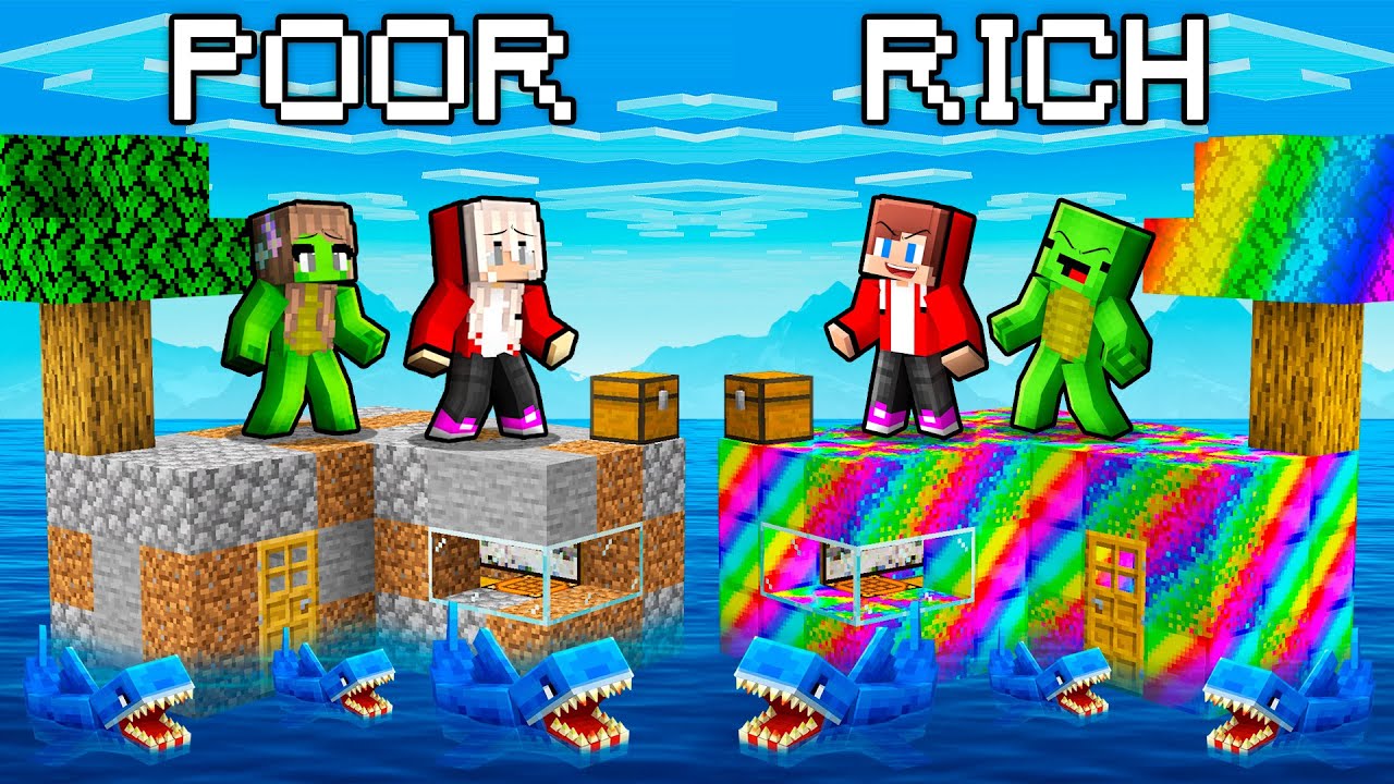 Mikey and JJ vs Wives: RICH vs POOR Sea Island Battle In Minecraft - Maizen