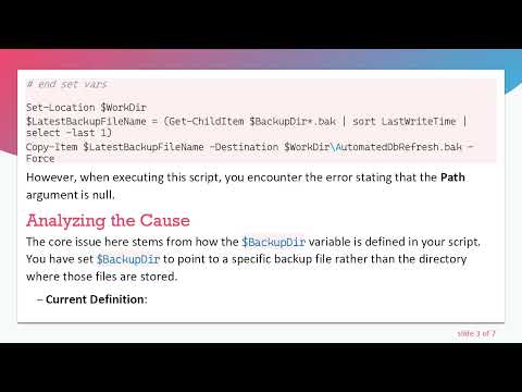 Troubleshooting PowerShell Error: Cannot bind argument to parameter 'Path' because it is null