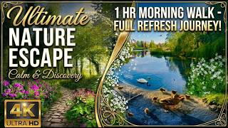1 Hour Morning Walk | Ultimate Nature Escape | Peaceful Lakeside &amp; Forest Walk | No Talking 4K ASMR