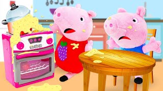 Préparation De La Bouillie Finie Par Un Cauchemar Jeux Pour Enfants Avec Peppa Pig Jouet