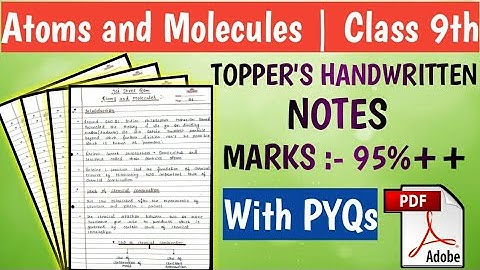 Atoms and Molecules Notes! Class 9th Science Chapter 3(Chemistry) | #Notes #handwritten #bestnotes |