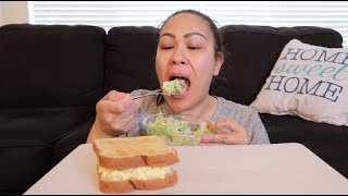 EGG SALAD SANDWICH & CAESAR SALAD MUKBANG