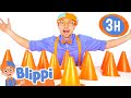 Blippi plays with construction cones  blippi  kids playground  educationals for kids