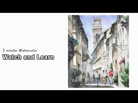 [ 3 minute Watercolor - Watch and <strong>Learn</strong> ] <strong>Street</strong>.  NAMIL ART
