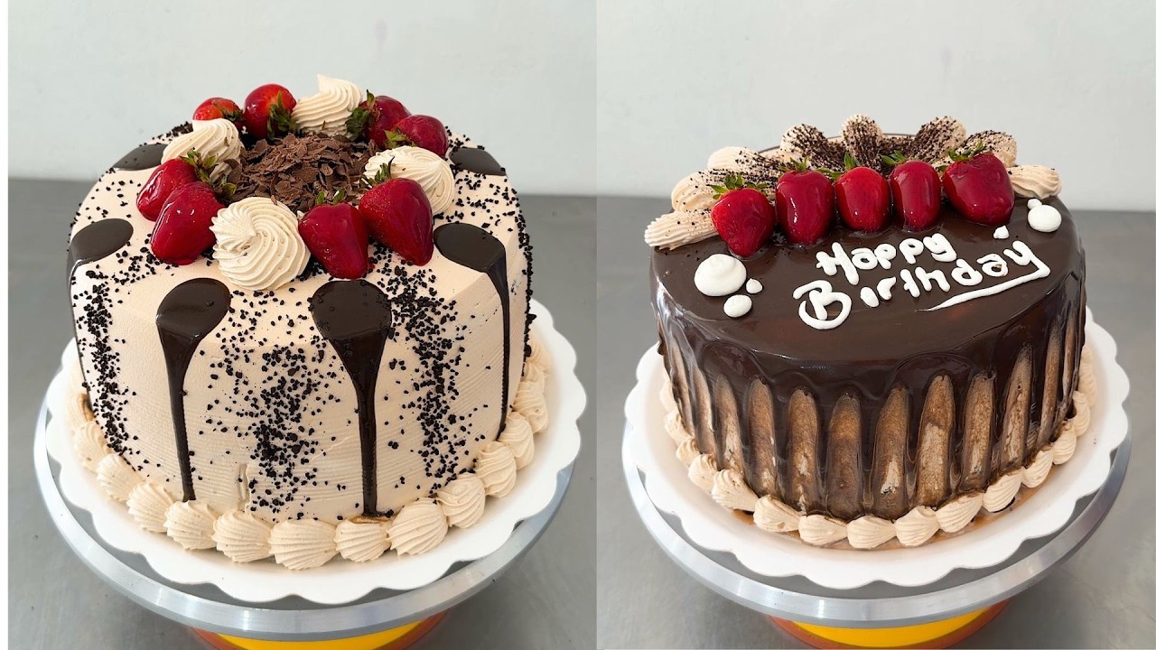 Как легко и просто украсить торты шоколадной глазурью и клубникой | бюджетные торты