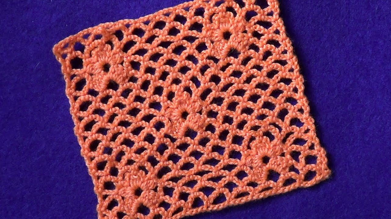 Ажурный узор Цветы на французской сетке