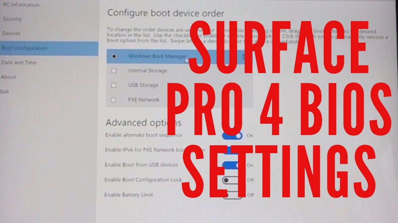 Surface Pro 4 Get into Bios Settings YouTube