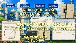 FX2N-2AD : Analog Input Voltage input 0-5V 0-10V 0-4095 PLC Value | FX3G-60MT | OFFSET, GAIN,Scaling