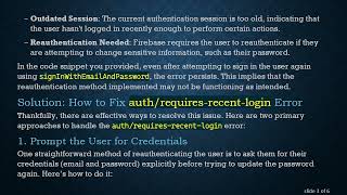 How to Resolve auth/requires-recent-login Error When Updating Password in Firebase