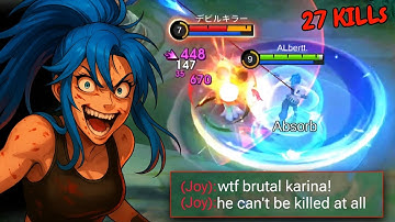 27 KILLS NO DEATH! Karina One Shot Build is TOO BRUTAL! 🔥 | Mobile Legends