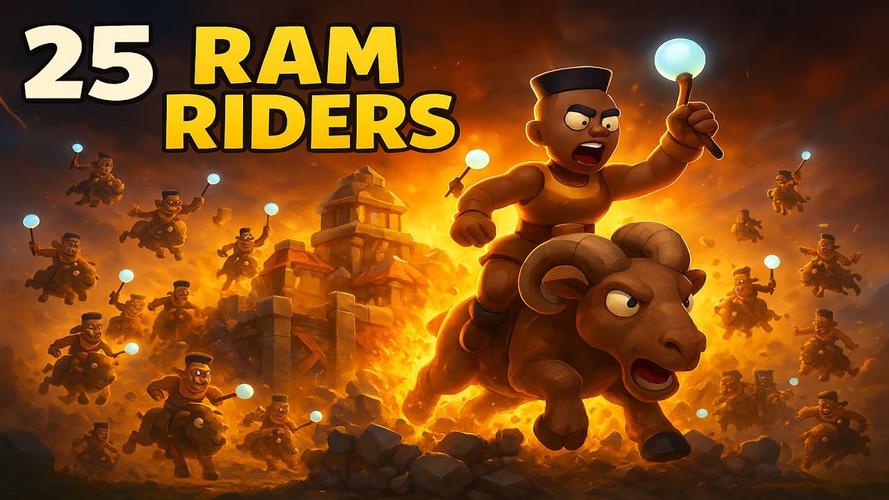 Clash of clans “Base vs 25 Ram Riders = RIP Defenses ⚡🔥🐏” - YouTube