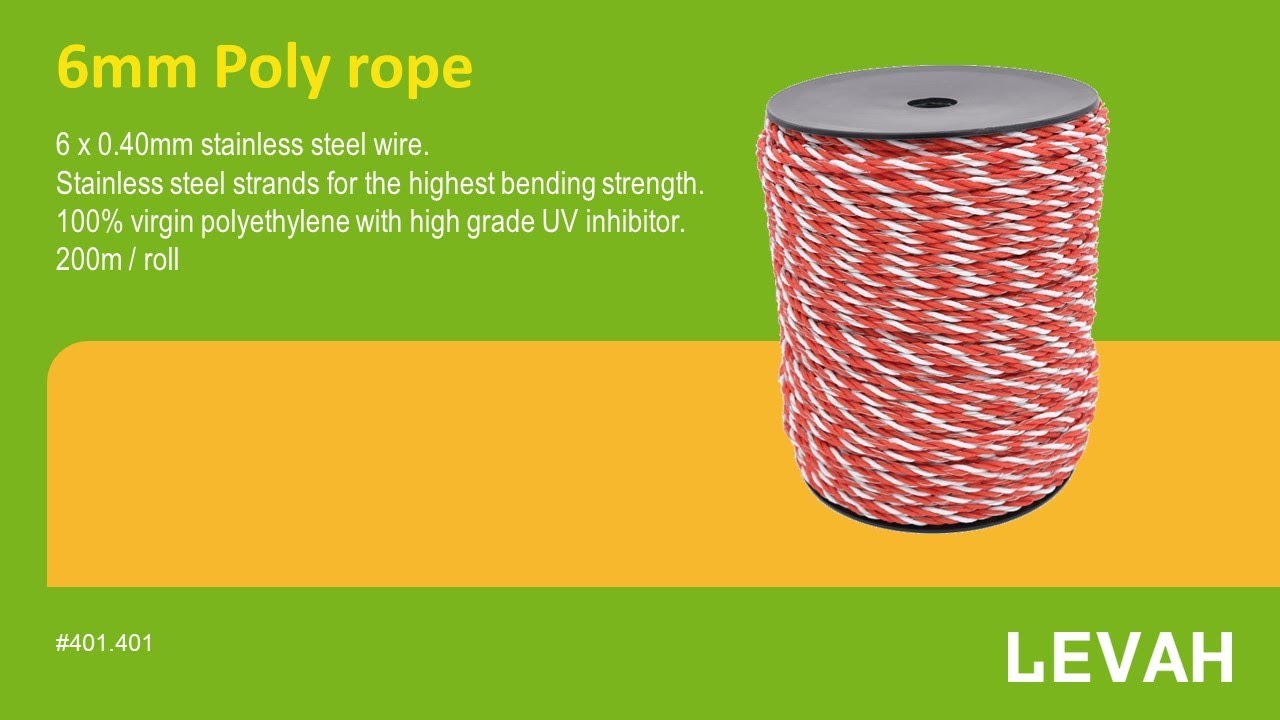 LEVAH -6mm poly rope electric fence, best poly rope, fence rope, China Factory Manufacturer Supplier
