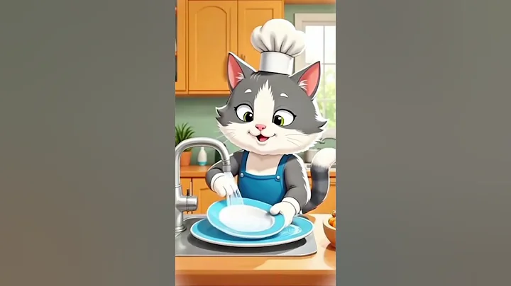 Video 8716731: funnycats cartoon, cat washing, kitten funny