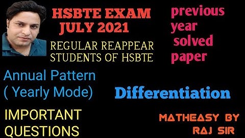 previous year solved paper of mathematics for HSBTE regular reappear students