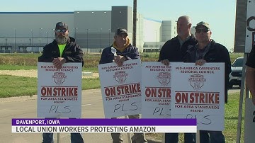 Millwrights Local 2158 begin protest after Amazon brings in out-of-state workers to complete Davenpo