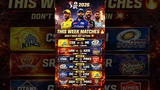 IPL 2026 Weekly Schedule 💥 All Matches #viralvideo ##shortsfeed #shorts #cricket