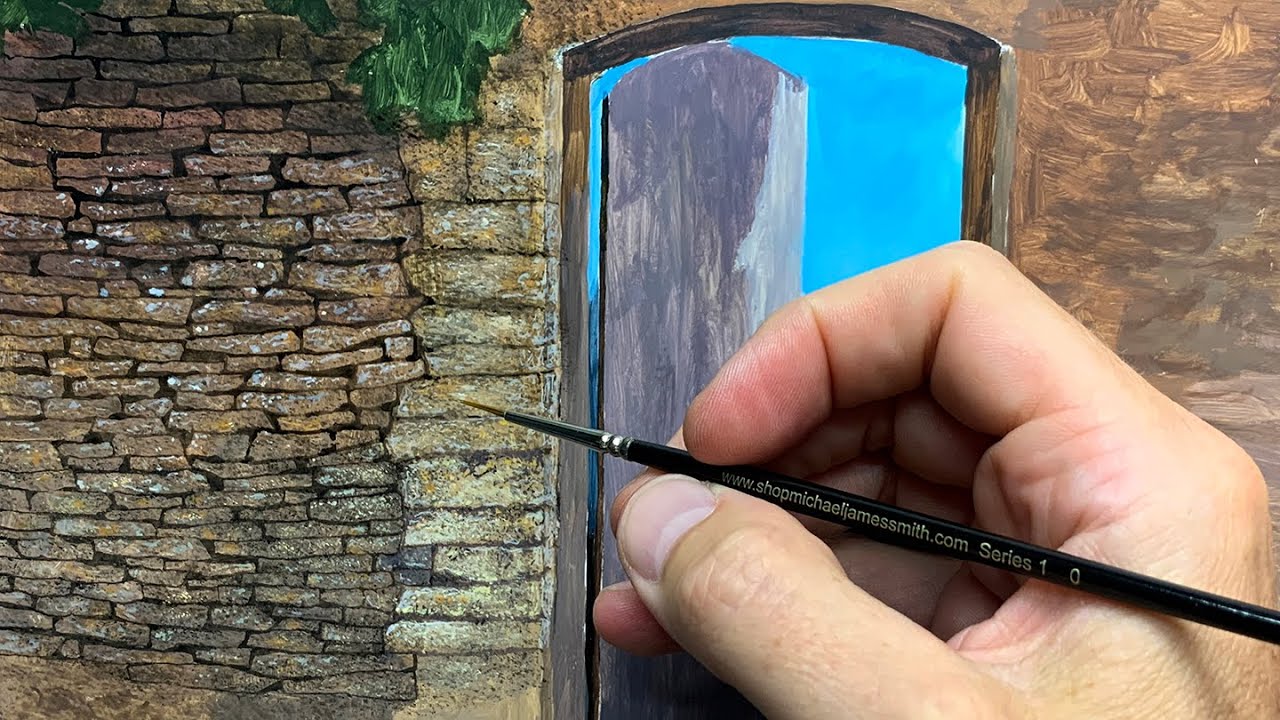 Painting a stone wall in oil