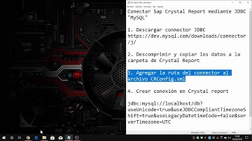 Sap Crystal Report- Crear conexión a MySQL con JDBC