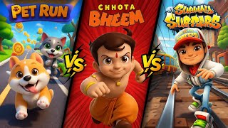 HARD COMPETITION😱Pet run😍vs chota bheem🔥 vs Subway surf😘#petrun#chotabheem#subwaysurfers#competition screenshot 4