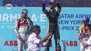 Jean-eric vergne won a tense 2017/18 formula e finale in new york
ahead of lucas di grassi and daniel abt, which gave the audi squad
teams' title over te...