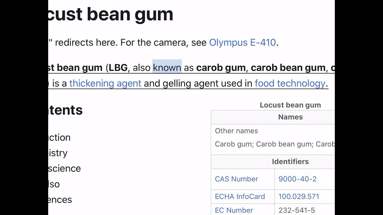 Locust bean gum / carob bean gum / carobin / E410 YouTube