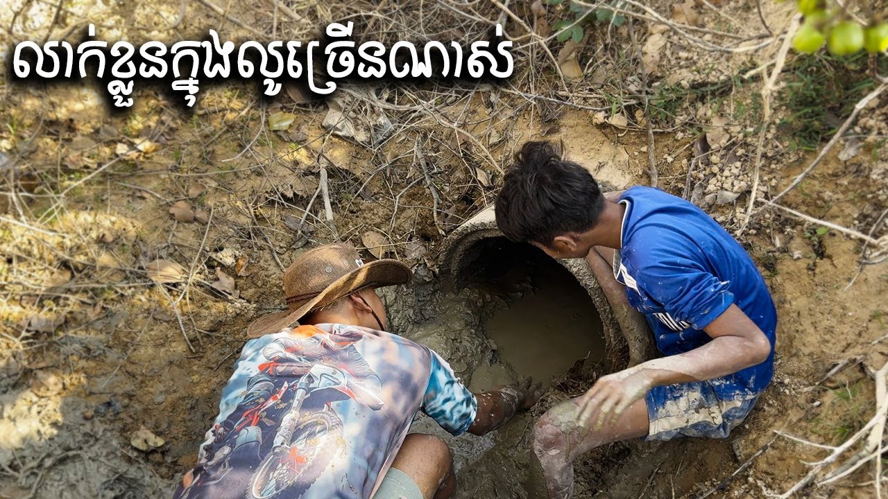 មិននឹកស្មានលាក់ខ្លួនក្នុងលូច្រើនណាស់ | Traditional Fishing