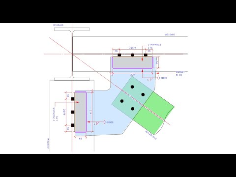 AISC Steel Connection Design Software - Horizontal Brace - Wrap Around Gusset Plate Design