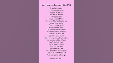 Thumbnail of Jin(진)  - don't say you love me lyrics (1) #ytshorts #jin #newsong #bts #lyrics