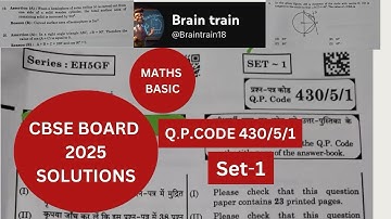MATHS BASIC|CLASS 10|SET-1 CODE 430/5/1|CBSE 2025 ANSWER KEY