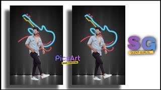 Picsart PicsArt Neon Guitar Background Concept || PicsartEditing || New Tutorial || SilentGurug screenshot 5
